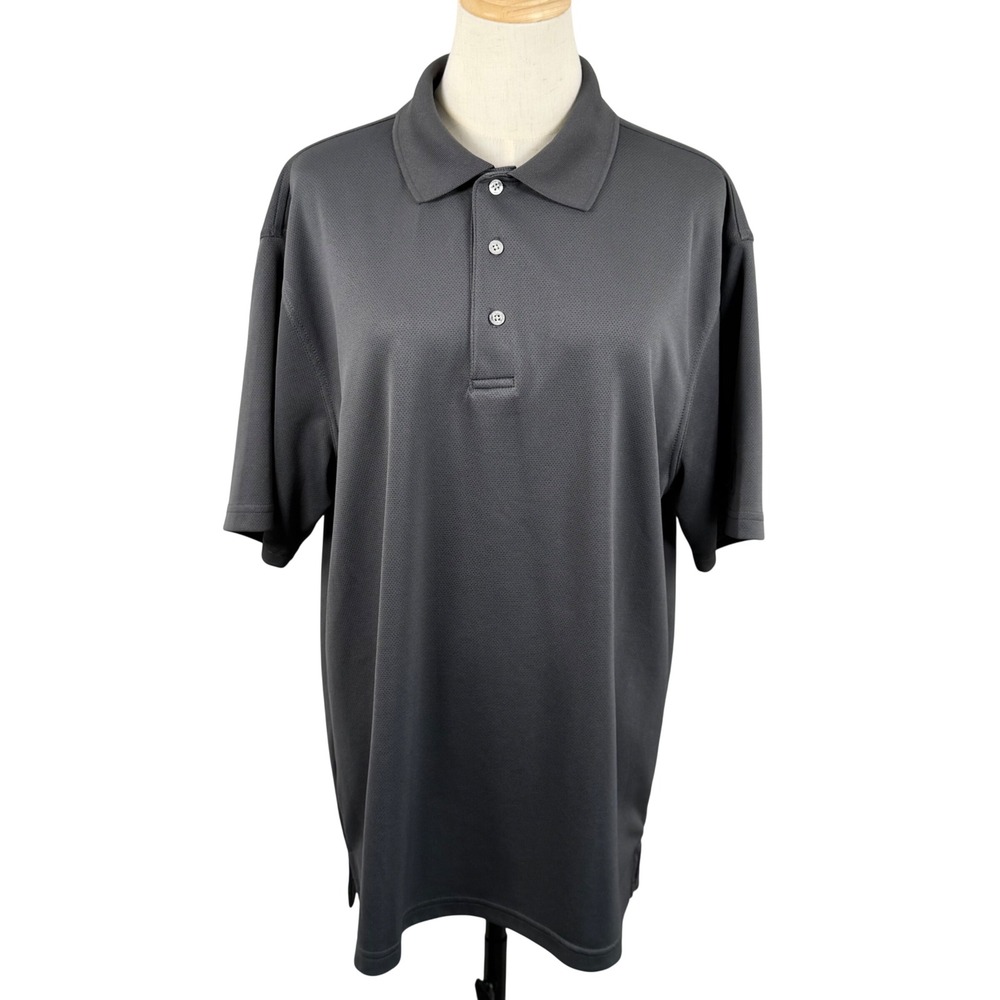 PGA Tour Mens Large Airflux Polo‎ Shirt Charcoal Grey Mesh Breathable Golf Top